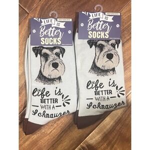 E&S Pets Schnauzer Crew Socks NWT Life Is Better With a Schnauzer Unisex